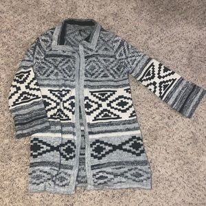 Thick open sweater - Black/white/gray